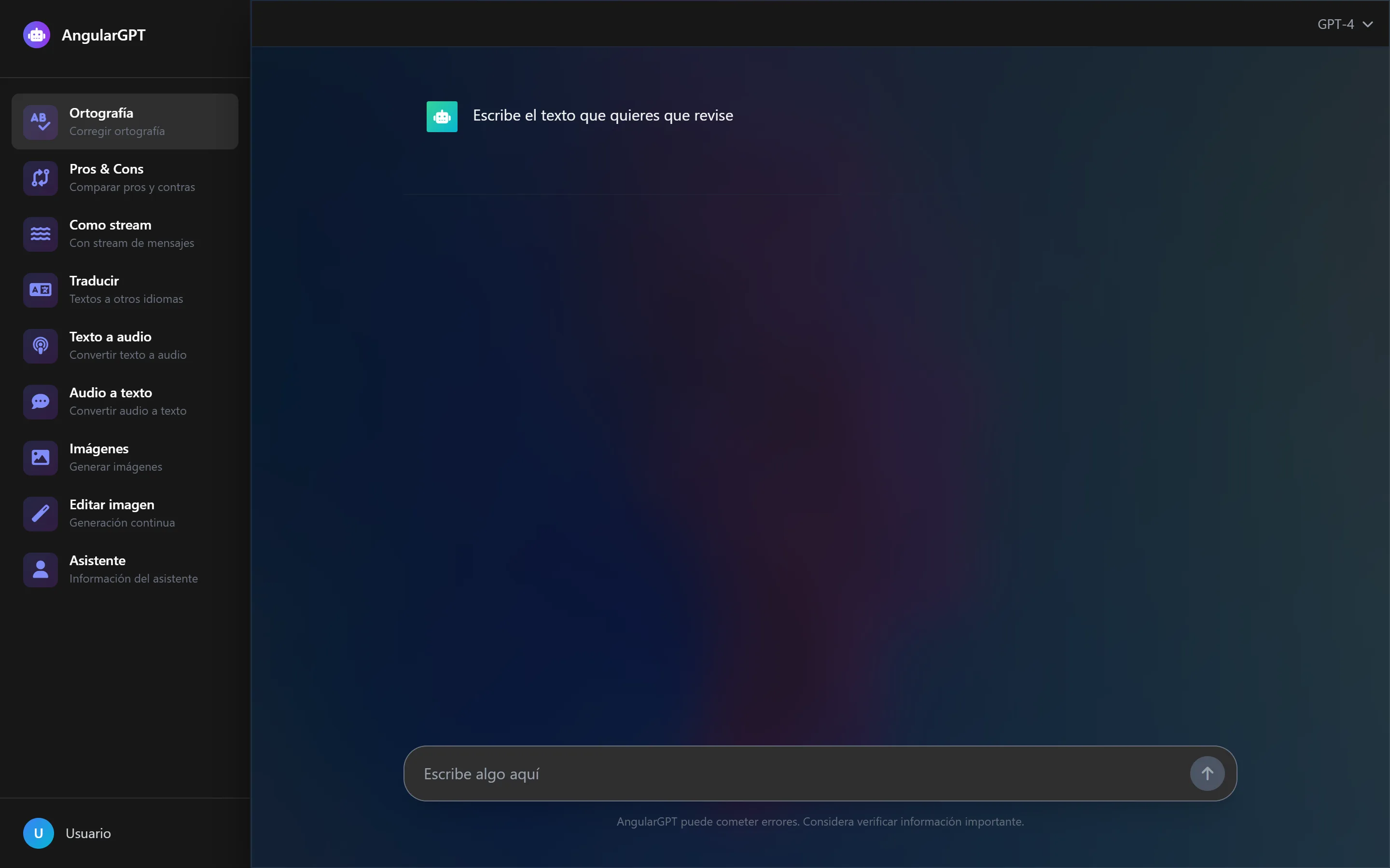 Captura de ChatGPT Clone en escritorio