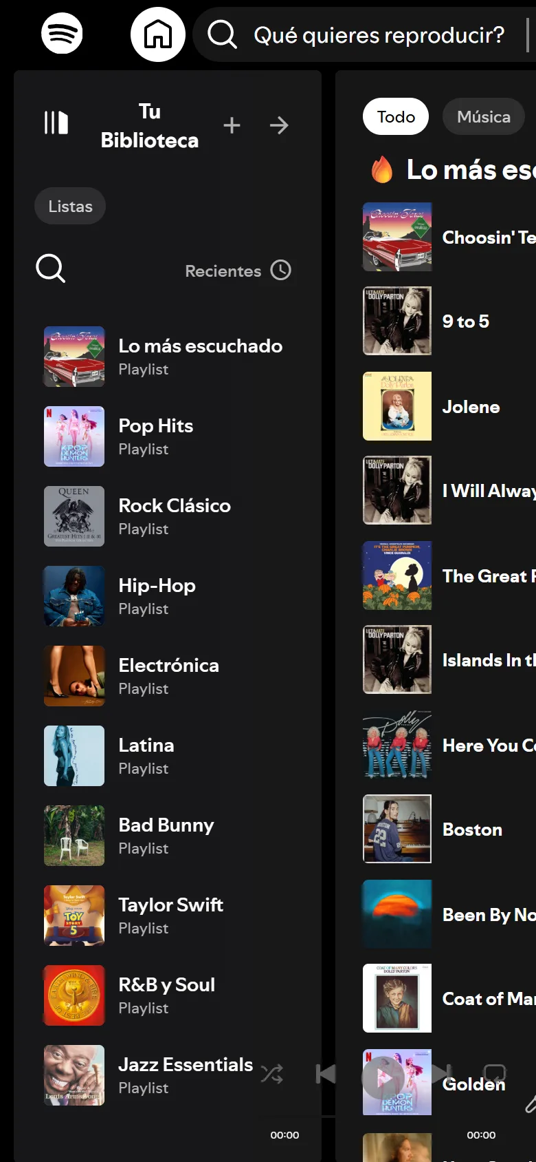 Captura de Spotify Clone en móvil